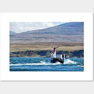 The Jura ferry fighting the tidal current, Islay, Scotland Posters and Art